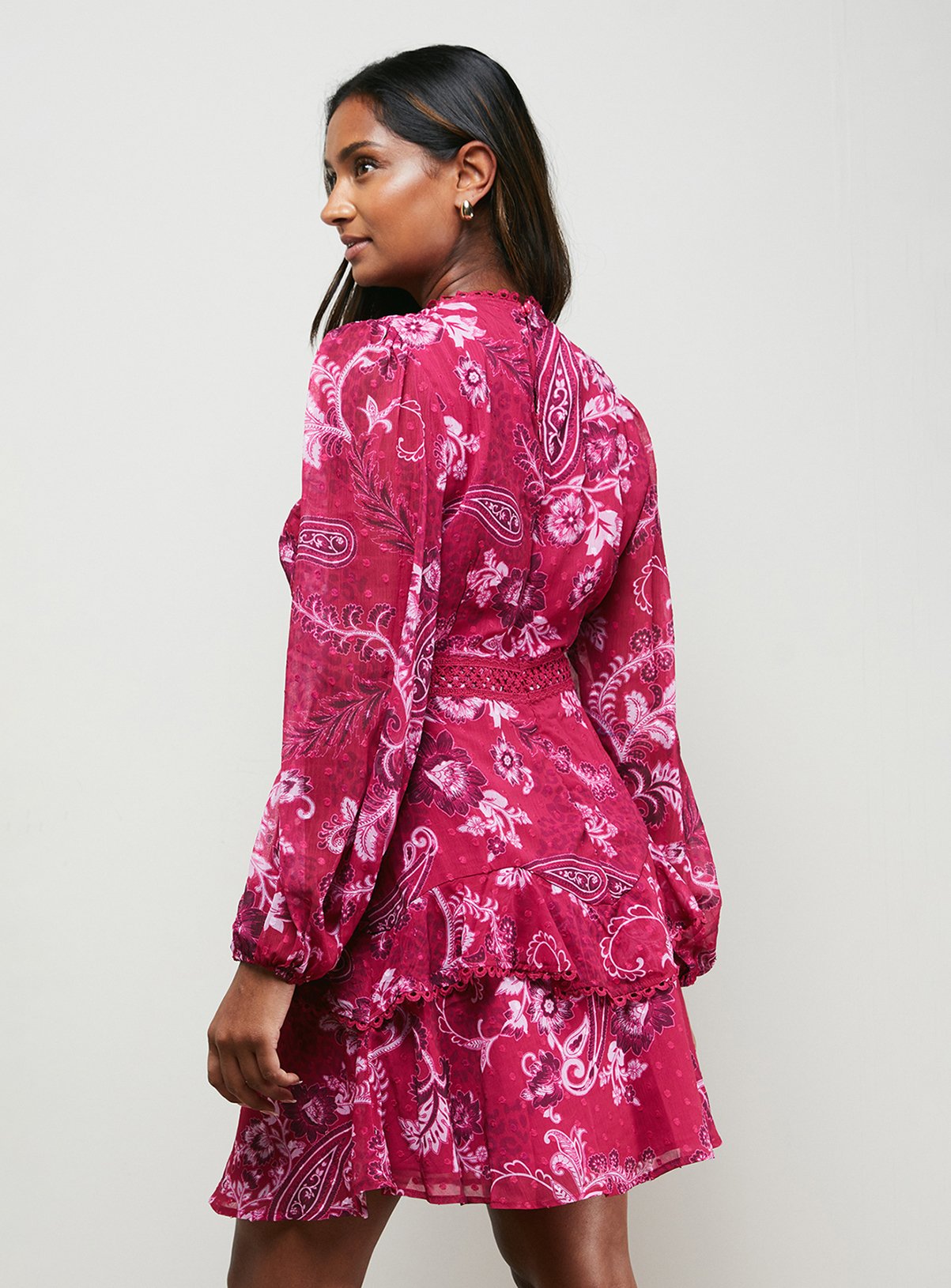 OASIS Ruffle Trim Mini Dress 12 - Image 3 thumbnail